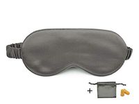 Silk Sleep Mask Eye Mask Blindfold with Double Layer Silk Filling and Elastic Strap for Full Night's Sleep, Travel and Nap, Bonus Free Luxury Bag and Ear Plugs by OLESILK (Grey)