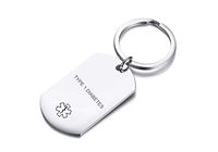 VNOX Personlized Customize Engraving Medical Alert Dog Tag Stainless Steel Keychain for Men Women (Style 6-26MM47MM, Type 1 Diabetes)