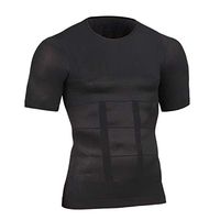 Mens Posture Corrector Tshirt Chest Shaper Waist Belly Reducer Slimming Stomach Abdomen Tights for,Black,XL