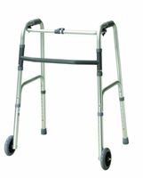 Fabrication Enterprises Folding 2-Button Walker, 5" Wheel-Glides, Adult, 1 Each