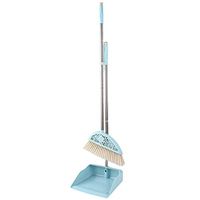Broom and Dustpan, Lightweight Indoor Angled Soft Bristle Sweeping Brush Broom, Handhold Dustpan Floor Sweep Set,for Floor Lobby,Toilet,Kitchen Etc Cleaning,Blue