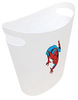 New! 2 Gallon Slim Style Wastebasket in a White Plastic Finish That Features Your Choice of a Novelty Theme Logo and a Free Trash Can Liner! (Spiderman)