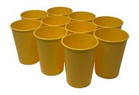 CSBD Stadium 12 oz. Plastic Cups, 10 Pack, Blank Reusable Drink Tumblers for Parties, Events, Marketing, Weddings, DIY Projects or BBQ Picnics, No BPA (Yellow)