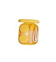 Aoruisier Mini Contact Lens Case Travel Kit Square Shape Contact Lens Container Holder with Tiny Mirror Tweezers Sucker and Solution Bottle - Yellow