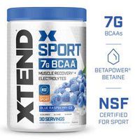 XTEND Sport BCAA Powder Blue Raspberry | NSF Certified for Sport + Sugar Free Post Workout Muscle Recovery Drink with Amino Acids | 7g BCAAs for Men & Women | 30 Servings