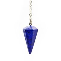 Pendulum Made of Natural Blue Lapis Lazuli Gemstone for Dowsing Divination Chakra Reiki. Pointed with Chain and Jewelry Pouch