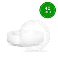 Plasticpro 7'' inch Premium Heavy Weight Crystal Clear Disposable Plastic Party Plate Pack of 40