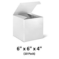 White Cardboard Tuck Top Gift Boxes with Lids, 6x6x4 (10 Pack) for Gifts, Crafting & Cupcakes | MagicWater Supply