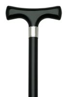 Walking Cane - "T" shaped handle on hardwood shaft with metal band,13/16 diameter shaft 36" long with rubber tip.