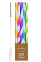 Just Bright Reusable Drinking Straws, 5 Tie-Dye Straws With Cleaning Brush - Flexible Silicone Straws For Drinks - Fits 20oz & 30oz Tumblers, Bottles, Glasses - Reusable Straws Reduce Plastic Waste