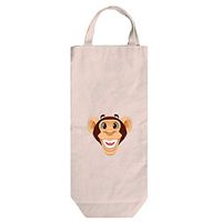 Monkey Head Funny Cotton Canvas Wine Bag Tote With Handles Wine Bag Natural
