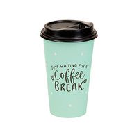 Eccolo World Traveler Dayna Lee “Coffee Break” 16 Ounce Disposable Cups with Lids and Sleeves, Gift Pack of 12