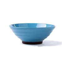 Home big wrist Ceramic Bowl Japanese Household Restaurant Pasta Tray Salad Plate Round Dessert Tableware Diet Equipment Soup Pot 18x7cm Decorative hotel retro soup bowl (Color : Blue)