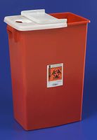Sharps Container, SharpSafety 1-Piece 26 H X 18-1/4 W X 12-3/4 D Inch 18 Gallon Red Hinged Lid, 8991 - Each