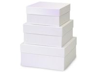 Nested Gift Boxes with Lids, Pearl White, Set/3