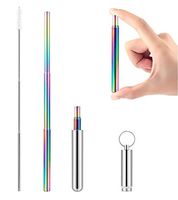 Telescopic Reusable Straws,Portable Stainless Steel Drinking Straw with Case,Cleaning Brush and Key Chain for 30 oz Tumbler Dishwasher Safe