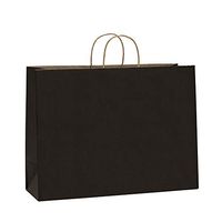 BagDream 16x6x12 Inches 50Pcs Black Kraft Paper Bags with Handles Bulk for Shopping, Grocery, Mechandise, Party, Gift Bags, 100% Recyclable Large Paper Bags