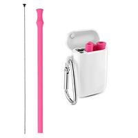 Vantic Collapsible Reusable Silicone Straws, Portable Folding Drinking Straw BPA Free with Travel Case & Cleaning Brush for 20 or 30 oz Tumblers - Red