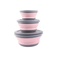 Xeroy Folding Bowl, Portable Silicone Collapsible Travel Bowl Foldable Salad Bowl with Lid for Outdoor Travel, 3PCS. Carefully