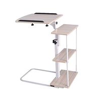 US Shipping,Overbed Table Bedside Multi-Purpose Sofa Side End Laptop Tables Computer Study Desk Breakfast Cart Stand with Wheels and Storage Shelf for Older Men Hospital Home (White)