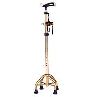 Crutch LPY-YC4200 with LED Light Aluminum Alloy Comfortable Handle Walking Sticks with 4 Leg Base, Adjustable Height