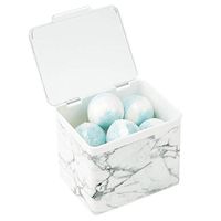 mDesign Stackable Plastic Storage Bin Box with Hinged Lid - Organizer for Vitamins, Supplements, Essential Oils, Medicine Pill Bottles, Bandages, First Aid Supplies - Marble