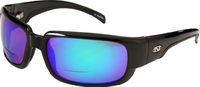 Ono's Araya Polarized Bi-Focal Sunglasses in Black with Mirrored Green Tinted Lens