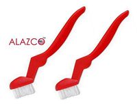 2 ALAZCO Red Narrow Grout Cleaning Brush - Extra Stiff Nylon Bristles - Non-Scratch