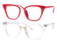 SOOLALA Womens Quality Readers Stylish Oversized Cat Eye Custom Reading Glasses, RedTrans, 2.25x