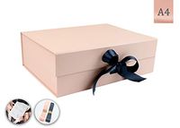 SketchGroup A4 Size Gift Box with Ribbon – Magnetic Closure - for Luxury Packaging - Assortment l Black l l Pink l (Gold Pink)
