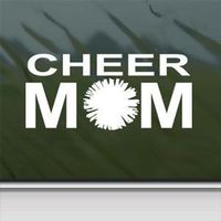Cheerleading Sports Mom - Vinyl 6" wide (color: WHITE) decal laptop tablet skateboard car windows sticke