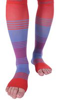 Doc Miller Premium Calf Compression Sleeve Dress Series 1 Pair 20-30mmHg Strong Calf Support Cute Toeless Socks Running Recovery Shin Splints Varicose Veins XL 2XL (Open Toe RedBluePurple, Large)
