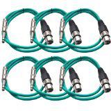 Seismic Audio SATRXL-F2Green6 2-Feet XLR Female to 1/4-Inch TRS Patch Cables - Green