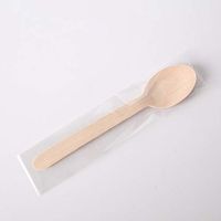 XUBA Disposable Birch Tableware Set Long Handle Spoon Fork Knife Wood Dinnerware 16Cm Spoon Independent -100