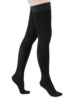 Thigh High Compression Stockings, Firm Support 20-30mmHg with Anti-Slip Silicone Band. Graduated Compression Socks, Opaque, Closed Toe, Treatment Swelling, Varicose Veins, Edema, Pregnancy, Black XL