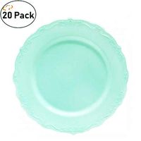 TigerChef Turquoise 7.5 Inch Salad Plates Heavy Duty Plastic Serendipity Dinnerware Disposable Bulk Party Supplies Hard Round Heavyweight Plates Lunch Dinner Pack of 20 (7.5" Plates, Turquoise)