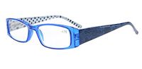 Eyekepper Spring Hinges Polka Dots Patterned Temples Rectangular Reading Glasses Readers Blue +2.0