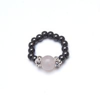 Magnetic Therapy Rose Quartz & Black Magnetrim Magnetic Stretch Ring (XSmall Ring Size 5-6)
