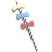 Freesa Bow Tie Paper Straw Shooting Props Birthday Party Arrangement Ornament Supplies 3 Sticks Disposable Drinking Straws Home Bar Party Cocktail Drink Straw