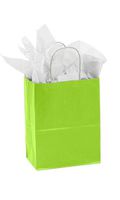 SSWBasics Medium Lime Green Paper Shopping Bags - 8 ¼”L x 4 ¾”D x 10 ½”H - Case of 100