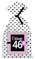 CakeSupplyShop Item#PGB-047 Happy 46th Birthday Pink w. Black Polka Dot Party Favor Bags with Ties -12pk