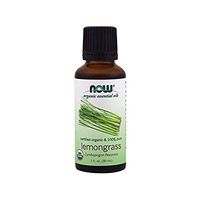 Now Essential Oils, Organic Lemongrass Oil, Uplifting Aromatherapy Scent, Steam Distilled, 100% Pure, Vegan, 1-Ounce (2 Pack)