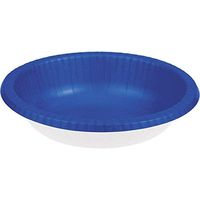 Club Pack of 200 Cobalt Blue and White Disposable Paper Party Banquet Dinner Bowls 20 oz