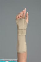 Florida Orthopedics Perforated Suede Finish Wrist & Forearm Splint, Beige - Right Large 10" length