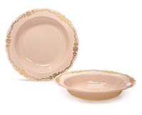 " OCCASIONS" 40 Bowls Pack, Disposable Vintage Wedding Party Plastic Bowls (12 oz Soup Bowl, Verona in Blush & Gold)
