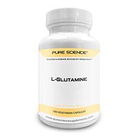 Pure Science L-Glutamine Supplement 750mg – Improves Energy Levels & Muscle Mass, Muscle Recovery, Supports Digestive & Immune Health – 100 Vegetarian Capsules of Glutamine Powder