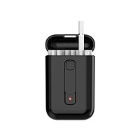 Cigarette Case with Electronic Lighter Rechargeable Flameless Windproof Pocket Carrying Box (Black)