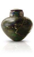 Urns In Style Hand Blown Glass Cremation Urn - Emerald River