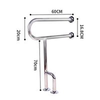 Handicap Grab Bars Rails Toilet Handrails Bathroom Safety Bar Hand Support Rail Handicapped Handrail for Elderly Stainless Steel Commode Hand Railing Guard Frame Shower