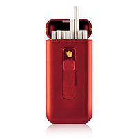 Cigarette Case with Lighter Cigarettes Box Portable 20pcs 100s Slim Cigarettes USB Lighters 2 in 1 Rechargeable Flameless Windproof Electric Lighter (Red)